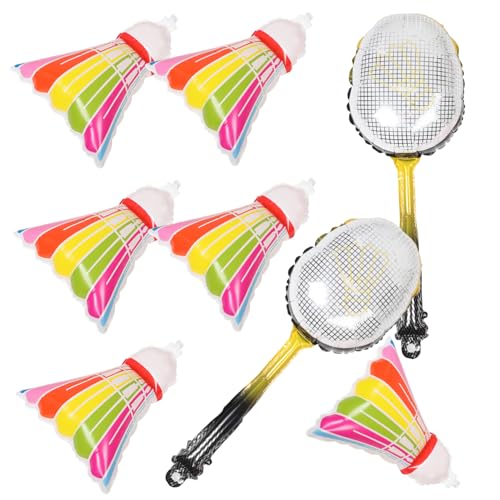 Sosoport 8 Stück Badmintonschläger-ballon Dekorationen Thematisiert Party Sport Bunt Luftballons Form Für Riese Aufblasbarer Badminton-ballon Badmintonball-folienballons Groß Aluminiumfolie von Sosoport