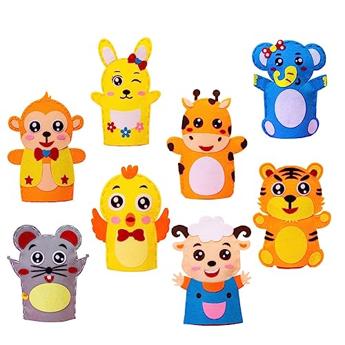 Sosoport 8Stücke Teiliges Handpuppen DIY Materialset für Kreative Stoffweberei mit Cartoon Motiven Lernspielzeug Fantasie und Praktischen Fähigkeiten von Sosoport