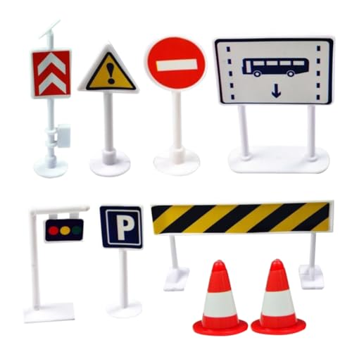 Sosoport 9 Stück Modell Szene Verkehr Kleinkinder Straßenschild Für Kognitive Spiele Straßensperre Zeichen Straßensperre Aus Straßensperre Plastik von Sosoport
