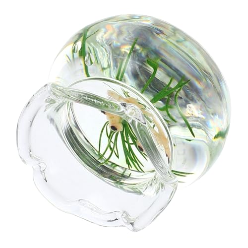 Sosoport Aquarium für Puppenhaus Gelbes Fischglas Modell Detailreiche Dekoration Leichtes Harzmaterial Ergänzung für Miniaturszenen für DIY von Sosoport