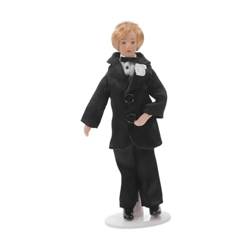 Sosoport Bräutigampuppe Hochzeitsdekorationsfigur Zahlen Leute Aus Dem Puppenhaus Modern Paar Figur Realistisch Für Outfit Romantische Figuren Braut-bräutigam-Figur Miniatur Keramik Schwarz von Sosoport