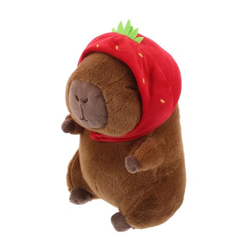 Sosoport Capybara Plüschpuppe Erdbeer Kuscheltier Bekleidetes Capybara Plüschtier Capybara Auto Süße Plüschtiere Capybara Geburtstagsdekorationen Kawaii Plüsch Capybara Hausschuhe von Sosoport