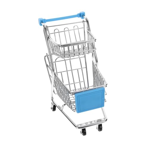 Sosoport Einkaufswagen Einkaufswagenkorb Und Mini Für Zum Kleines Mini Einkaufsspielzeug Aufbewahrung Kleinkinder Miniatur Spielwagen Zum Vortäuschen Lebensmittelwagen – Blau von Sosoport