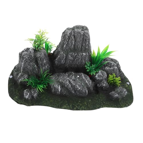 Sosoport Fischtank Dekoration Harz Steingarten Statue Miniatur Bergfiguren Versteckhöhle Harz Felsskulptur Fischtank Felsstein Harz Bergskulptur Dunkel von Sosoport