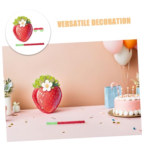 Sosoport Food Themed Erdbeer-piñata mit Stock und Augenbinde für Kindergeburtstag Shower Partyspiel Sommerfrucht Dekoration Partyzubehör von Sosoport