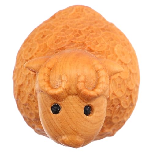 Sosoport Hölzerne Schnitzschafendekoration Süßes Tierfigur Für Wohnkultur Garten Holz Schafe Ornament Handgefertigtes Holz Tierskulptur Dekoration von Sosoport