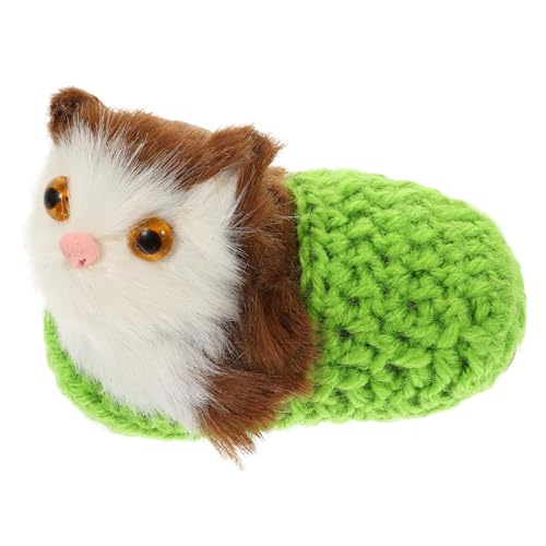 Sosoport Katzenschmuck Für Tiere Ausgestopft Drinnen Figur Realistisch Plüsch Katzenpuppe Miniaturkatze Miniaturmodell Hintergrundversorgung Entzückendes Katzendekor Garn Green von Sosoport