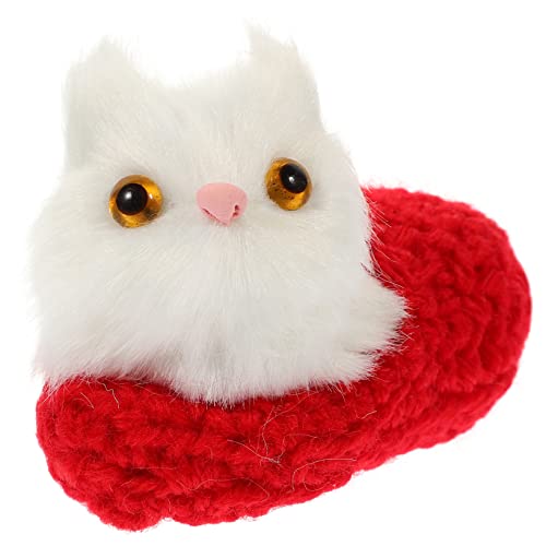 Sosoport Katzenschmuck für kinderspielzeug katzenspielzeuge plushdoll Kätzchenspielzeug für Wohnungskatzen Plüsch Katze selber Machen Dekoratives Garn rot von Sosoport