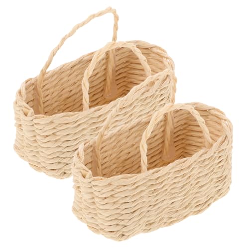 Sosoport Korb Puppenhaus Ornamente Mit Kleinem Korb Miniatur Aufbewahrungskorb Aus Gewebtem Weidengeflecht Rattan Puppenhauskorb Puppenhaus Landschaftsdekor Organizer Spielzeugkorb von Sosoport