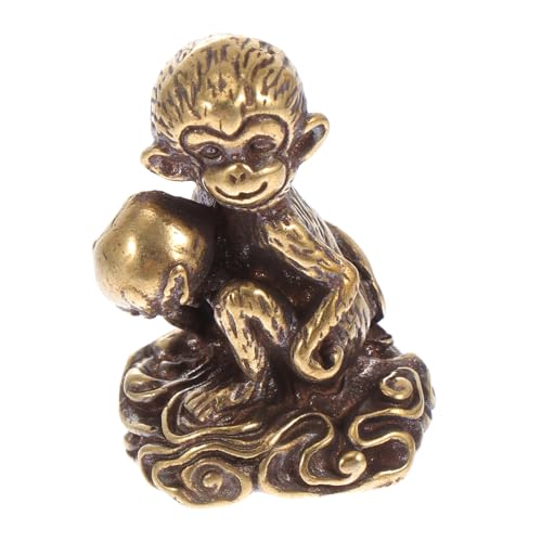 Sosoport Kupfer AFFE Ornament Mini Affendekor Exquisites Kupfer Dekor Handwerkstierfigur Desktop Handwerksdekor von Sosoport