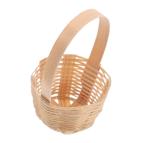 Sosoport Mini-Bambuskorb Kleiner Picknickkorb Miniaturmöbel Mini-Puppenhauszubehör Puppenhaus-Essenszubehör Chinesische Miniküche für Miniaturen für Dollhouse Khaki von Sosoport