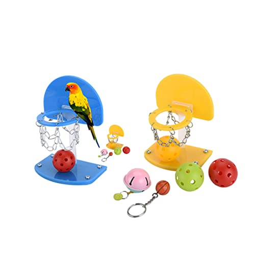 Sosoport Mini Basketball Set für Vögel Lernspielzeug und Interaktive Basketball für Papageien Blau Umweltfreundliches Material Fördert die Entwicklung von Sosoport