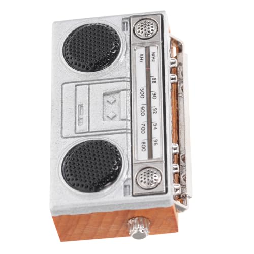 Sosoport Mini-Radio-Schmuck Mini- -Mini-Radio Mini-Radio- Kleine Radiomodelle Mini-Retro-Radio-Statuen Querformat-Requisite Mini Hausradio Modelle Holz Silver von Sosoport