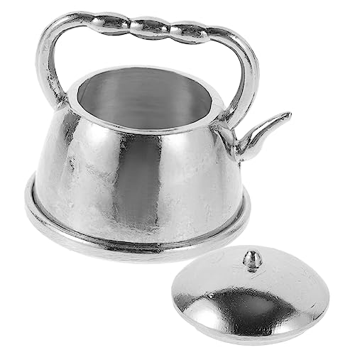 Sosoport Mini -Retro - teekessel Retro puppenhaus deko Modell Mini- Büro drinnen Party wasserkocher Dekoration Netter Teekessel dekorative Teekannenverzierung Metall Silver von Sosoport