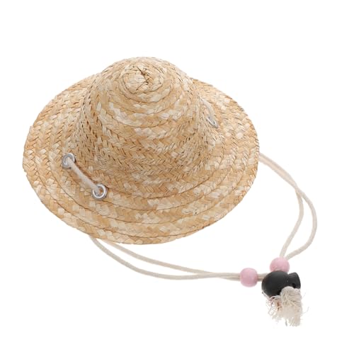 Sosoport Mini-Strohhut Hüte für Haustiere kleine Bastelhüte Minihüte für Stroh Miniaturhüte Mini-Strohhüte basteln Mini-Strohhüte zum Basteln Mini-Hut mit Verzierung Khaki von Sosoport