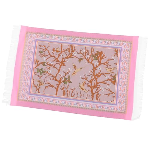 Sosoport Mini-Teppich Bereich für Fell teppiche Teppich Teppich Miniaturteppich Puppenhaus Bodenmatte Puppenhaus-Teppich Kleiner Hausteppich Vintage-Teppich Mini Möbel Polyester Rosa von Sosoport