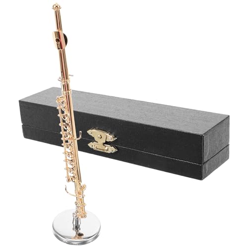 Sosoport Miniatur Flöte Modell Ornament Dekorative Fake Flöte für Puppenhaus Tisch mit Ständer für Musikliebhaber und Sammler von Sosoport
