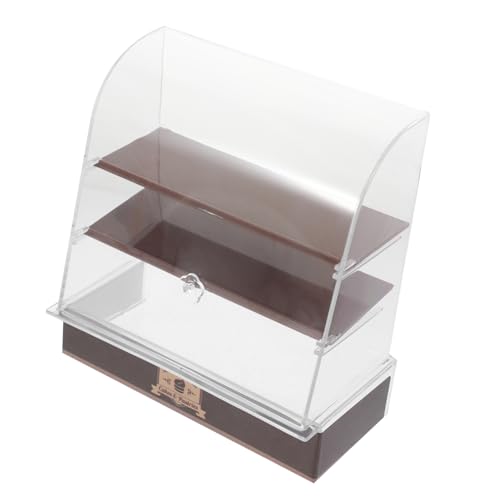 Sosoport Miniatur-kuchenschrank- Mikro Realistisch Puppenschrank Vitrine Für Puppengebäck Miniatur-bäckerei-Fall Tür Puppenhaus-kuchenschrank Speichern Klein Pastell Deko Abs Brown von Sosoport