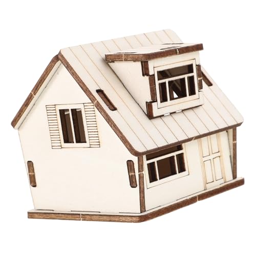 Sosoport Miniaturholzhausmodell Architekturmodelle Holz Zum Basteln Miniatur-holzhaus Handwerkshäuser Holzhandwerkshaus Mini Möbelmodelle Spielzeughaus Miniaturhausmodell Hölzern Beige von Sosoport