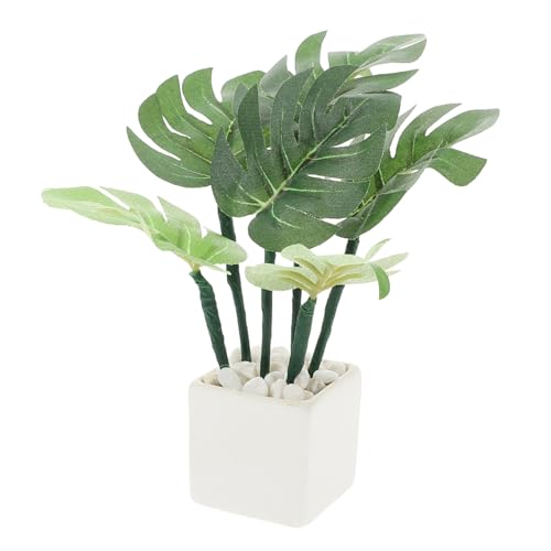 Sosoport Miniaturpflanze für Puppenhaus Künstliche Monstera im Topf Nordisches Design Dekoration für Kleine Räume Vielseitig Einsetzbar für Zubehör und Puppenstuben von Sosoport