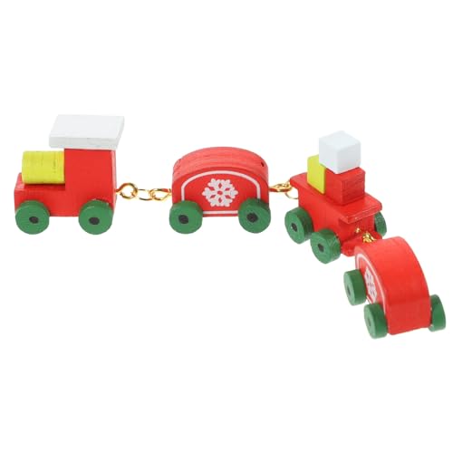 Sosoport Minizug Weihnachtsdekorationen Mini-spielzeugeisenbahn Weihnachten Weihnachtszug Miniatur Für Puppenhaus Dorf Drinnen Klein Szene Beschreibung Weihnachtshemmung Rot Hölzern von Sosoport