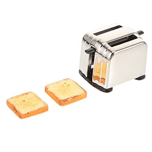 Sosoport Modell Brotmaschine Kinderspielzeug Wohnaccessoire Spielzeughaus Zubehör Puppenhaus Bausatz Selber Machen Simuliertes Brotbackautomatenmodell Mini-Toaster Metall von Sosoport
