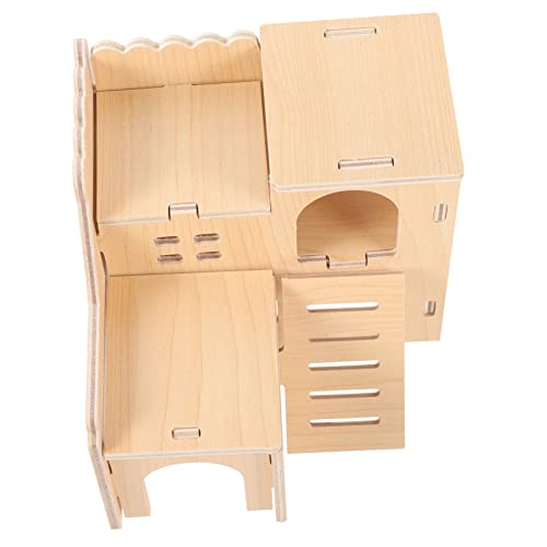 Sosoport Multifunktionales Hamsterhaus Aus Naturholz Mit Doppelschicht Und Hamsterhütte Für Kleintiere Eichhörnchenhaus Und Käfigdekoration Für Ratten Und Meerschweinchen von Sosoport