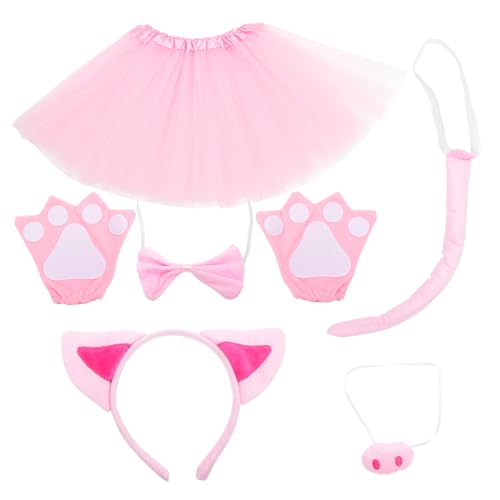 Sosoport Piggy Kostüm Set Verstellbarer Haarreif mit Schweineohren Rosa Tüllrock Handschuhe Schweinenase für Karneval Halloween Bühnenauftritte und Kostümpartys Sosoport Piggy Kostüm Set Verstellbarer Haarreif mit Schweineohren Rosa Tüllrock Handschuhe Schweinenase für Karneval Halloween Bühnenauftritte und Kostümpartys von Sosoport