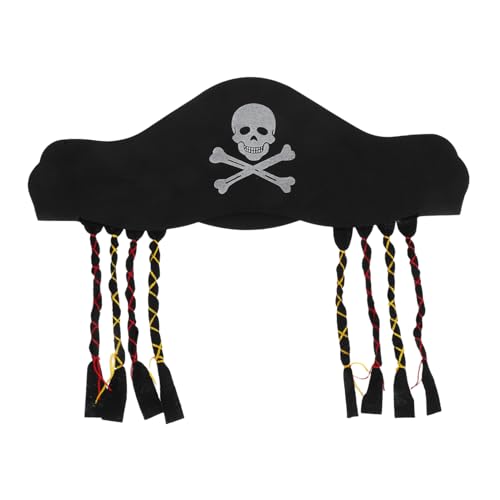 Sosoport Piratenkostümhut Mit Braids Halloween Piratenhut Pirate Kostüm Party Hüte Schädel Pirate Captain Hut Für Halloween Party Masquerade Kostüm Cosplay von Sosoport
