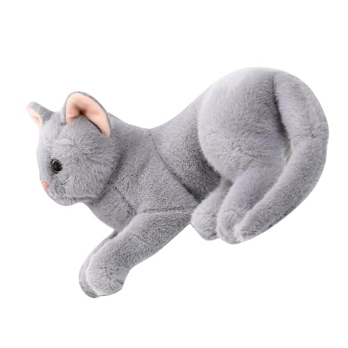Sosoport Plüschtierpuppe Schlafenszeitplüsch Süße Tierkätzchenpuppe Plüschkatzen Plüschkatzenpuppe Kinderkatze Plüschfigur Getigerte Katze Stofftier Lebensechte Ausgestopfte von Sosoport