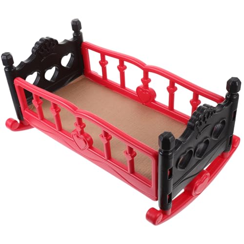 Sosoport Puppen-Shaker Puppenhaus Krippe Puppenbettmodell Kinderpuppen-Krippenspielzeug Puppenhaus -Accessoire Mädchen Kinderspielzeug Bett für Puppe Plastik rot Sosoport Puppen-Shaker Puppenhaus Krippe Puppenbettmodell Kinderpuppen-Krippenspielzeug Puppenhaus -Accessoire Mädchen Kinderspielzeug Bett für Puppe Plastik rot von Sosoport