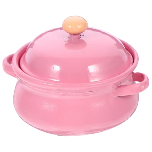 Sosoport Puppenhaus Suppen Topf Mini-Topf Fröhlicher Minikocher Mini-kochgeschirr Für Die Küche Miniatur-topfmodell Küche Miniherde Miniaturtöpfe Für Die Küche Mini-puppentopf Rosa Keramik von Sosoport