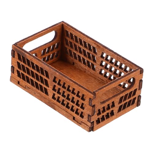 Sosoport Puppenhaus-aufbewahrungsbox Mini Korb Rollenspiel Winzig Körbe Für Puppenstuben Mikroszenenkörbe Kleine Kisten Puppenhauskisten Puppenzubehör Brown Hölzern von Sosoport