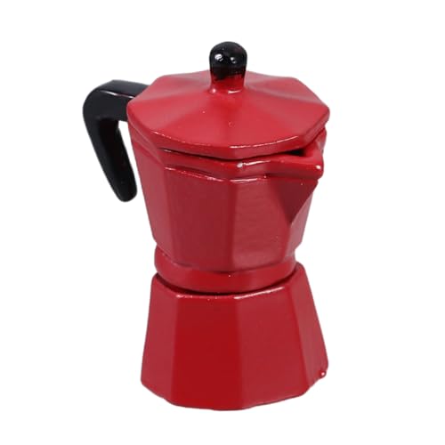 Sosoport Puppenhaus -kaffeekanne Simulation Kaffeekanne Mini-küchenzubehör Realistisches Kaffeekannenmodell Mini-Espresso-kaffeekanne Küchenzubehör Für Puppenstuben Legierung Rot von Sosoport