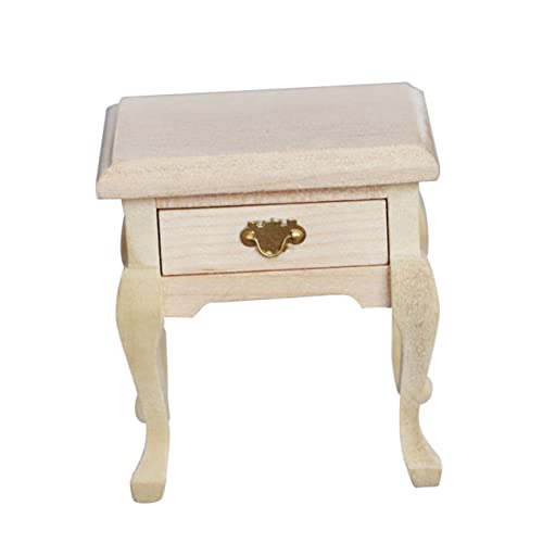 Sosoport Puppenhausmöbel Beistelltisch Kleiner Nachttisch Für Puppenhausmöbel Puppenhausmöbel Schlafzimmer Minihaus Miniaturmöbel Modell Nacht Winziger Minitisch Beige Holz von Sosoport