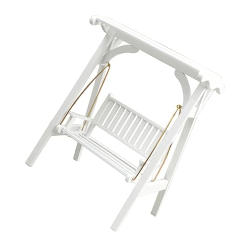 Sosoport Puppenhausschaukel Miniatur modern Fee Figur wohnungseinrichtung wohnungsdeko wohnraumdeko puppenhauszubehör kleine Schaukel Mini-Schaukel-Dekoration hölzern Weiß von Sosoport