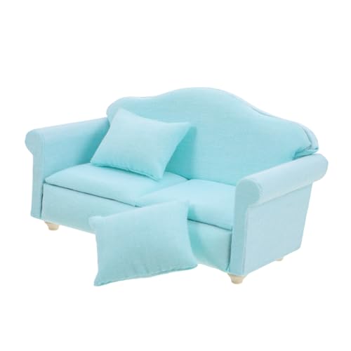 Sosoport Puppenstubensofa Miniaturmöbel Für Puppenstuben Miniatur-Couch Puppenhauszubehör Mini Möbel Spielzeugsofa Spielzeugcouch Für Puppen Mini Landschaftszubehör -Sofa Stoff Light Green von Sosoport