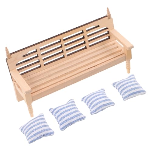 Sosoport Puppenstubenstuhl Puppenhaussofa Mit Kissen Mini-puppenmöbel Kleiner Puppenstuhlhocker Dollhouse Couch Mit Kissen Puppenhauszubehör Puppenmöbel Mini Miniatur-bürostuhl Holz Khaki von Sosoport
