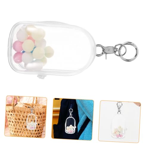 Sosoport Puppentasche Aus Baumwolle Miniaturen Transparenter Beutel Puppenspielkoffer Ausflug Klare Puppentasche Puppenbehälter-Charme Figuren-Display-Taschen-schlüsselanhänger Klein PVC von Sosoport