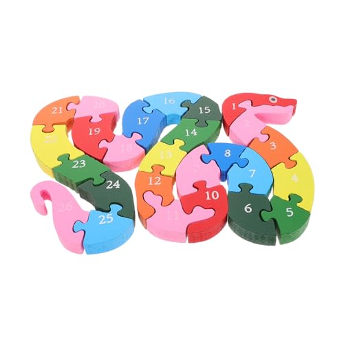 Sosoport Puzzle ABC-Blöcke Mini-Schlangenwürfel Lernrätsel gestalten bausteine Schlangenskulptur zum Sortieren von Farben Wortbuchstabierspiele für Holz von Sosoport