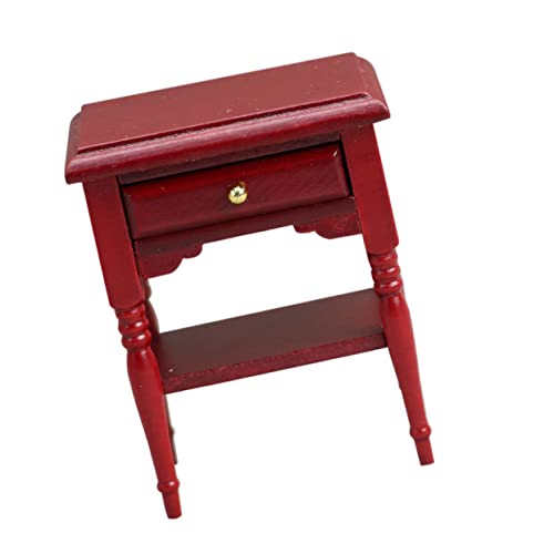 Sosoport Simulierter Nachttisch klein Nachttisch Nachttisch Miniatur Möbel puppenstubenzubehör mini nachttisch Mini-Retro-Nachttisch Mini-Nachttisch aus Holz hölzern rot von Sosoport