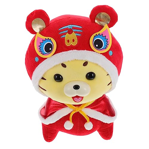 Sosoport Tiger Ehrfurchtspur entzückendes Tigermaskottchen Kuscheltiere Tiger chinesisches neujahr stofftier Spielzeugtiger kurzer Plüsch rot von Sosoport