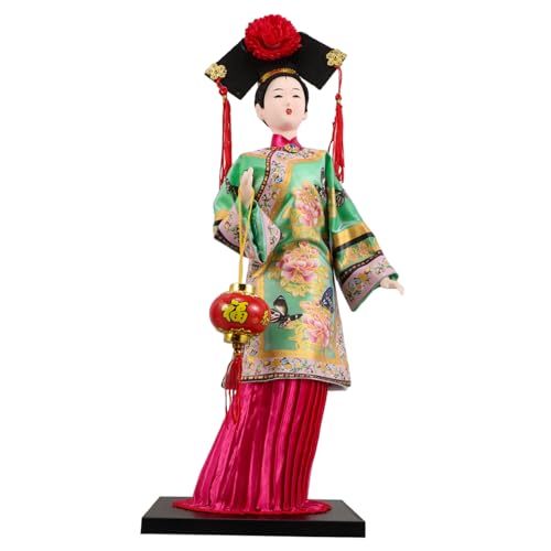 Sosoport Traditionelle Kleidungpuppen Basteln Kunsthandwerkskollektible Figur Chinesische Seidenpuppe Orientalische Puppen Handwerk Chinesische Figur Chinesische Plüschpuppe Green Harz von Sosoport