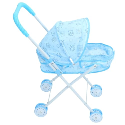 Sosoport Trolley- Puppensachen Simulationspuppenwagen Spielhauszubehör Puppenwagenschmuck Puppe Süßer Kinderwagen Kleiner Puppenwagen Sky-Blue Oxford-Stoff von Sosoport
