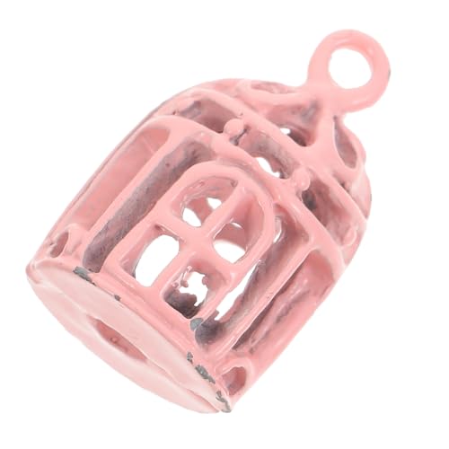 Sosoport Vogelkäfig-Ornamente Deko Miniatur-vogelkäfig-Modell Mini-vogelkäfig- Mini-hausschmuck Mini-käfig-Modell Mini-hausversorgung Mikrolandschaftsvogelkäfig Eisen Rosa von Sosoport