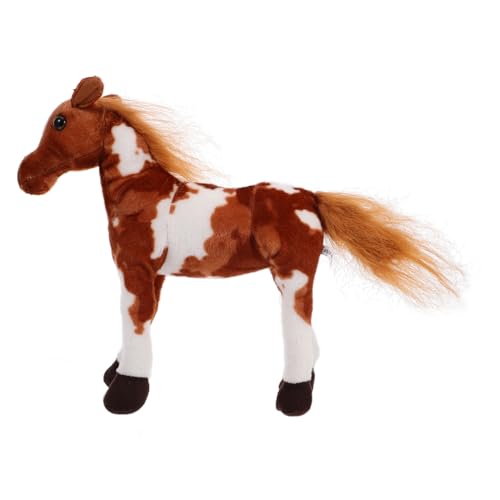 Sosoport kleine Ponypuppe Pferdefiguren Pferd gefüllt Pferdetier ausgestopftes Tier tierisches Tierfiguren Ornamente entzückendes Kuscheltier kurzer Plüsch Hellbraun von Sosoport