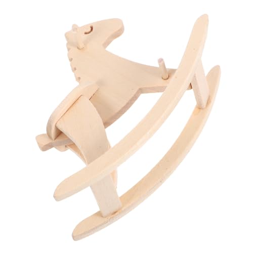 Trojaner-Modell Miniatur Pferd Schaukeln Unvollendet Klein Winzig Form Mini -vorsitzende Schmuck Schaukelstuhl Dekoration Mini-Stuhl-Modell Mini-holzstuhl Birke Beige von Sosoport