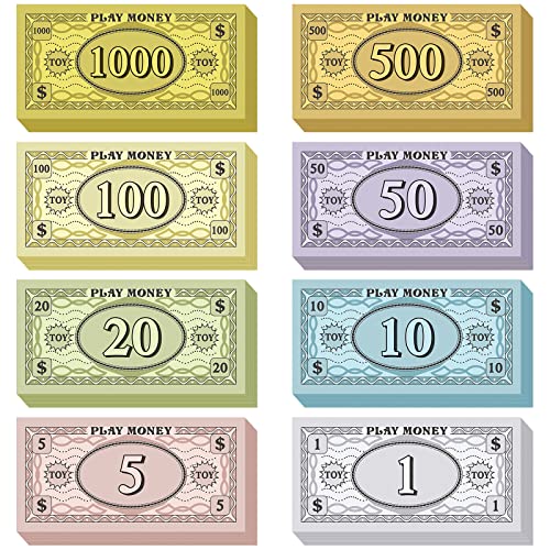Sotiff Ficticio Ersatzgelderspiel für Kinder, 800-teilig, für Brettspiele für Kinder, 8 Bezeichnungen: $1000, $500, $100, $50, $20, $10,$5, $1 Sotiff Ficticio Ersatzgelderspiel für Kinder, 800-teilig, für Brettspiele für Kinder, 8 Bezeichnungen: $1000, $500, $100, $50, $20, $10,$5, $1 von Sotiff