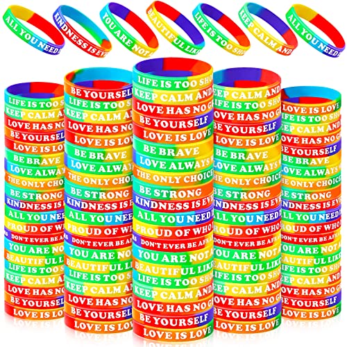 Sotiff Regenbogen-Armbänder, 300 Stück, Gay Lesbisch, Motivationszitat, inspirierende Armbänder, Großpackung, 15 Stile Sotiff Regenbogen-Armbänder, 300 Stück, Gay Lesbisch, Motivationszitat, inspirierende Armbänder, Großpackung, 15 Stile von Sotiff