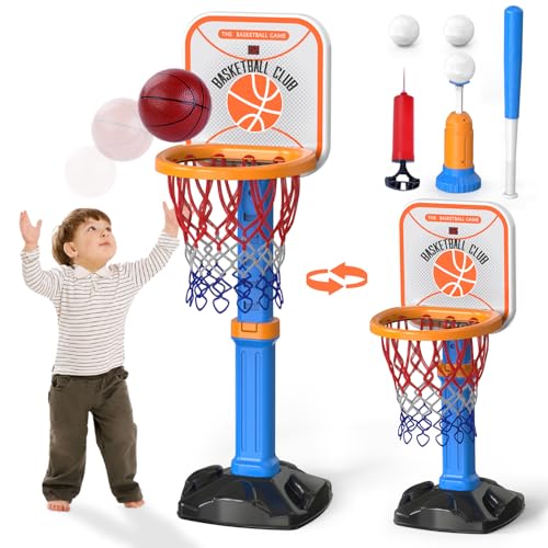 Sotodik 2 in 1 Kinder Basketballkörbe und T Ball Set, Höhenverstellbar Kinderkorb für Outdoor und Indoor, Mini Basketball und Aufblasbare Pumpe,Sport Spielzeug für Kinder Jungen Mädchen ab -12 Jahre Sotodik 2 in 1 Kinder Basketballkörbe und T Ball Set, Höhenverstellbar Kinderkorb für Outdoor und Indoor, Mini Basketball und Aufblasbare Pumpe,Sport Spielzeug für Kinder Jungen Mädchen ab -12 Jahre von Sotodik